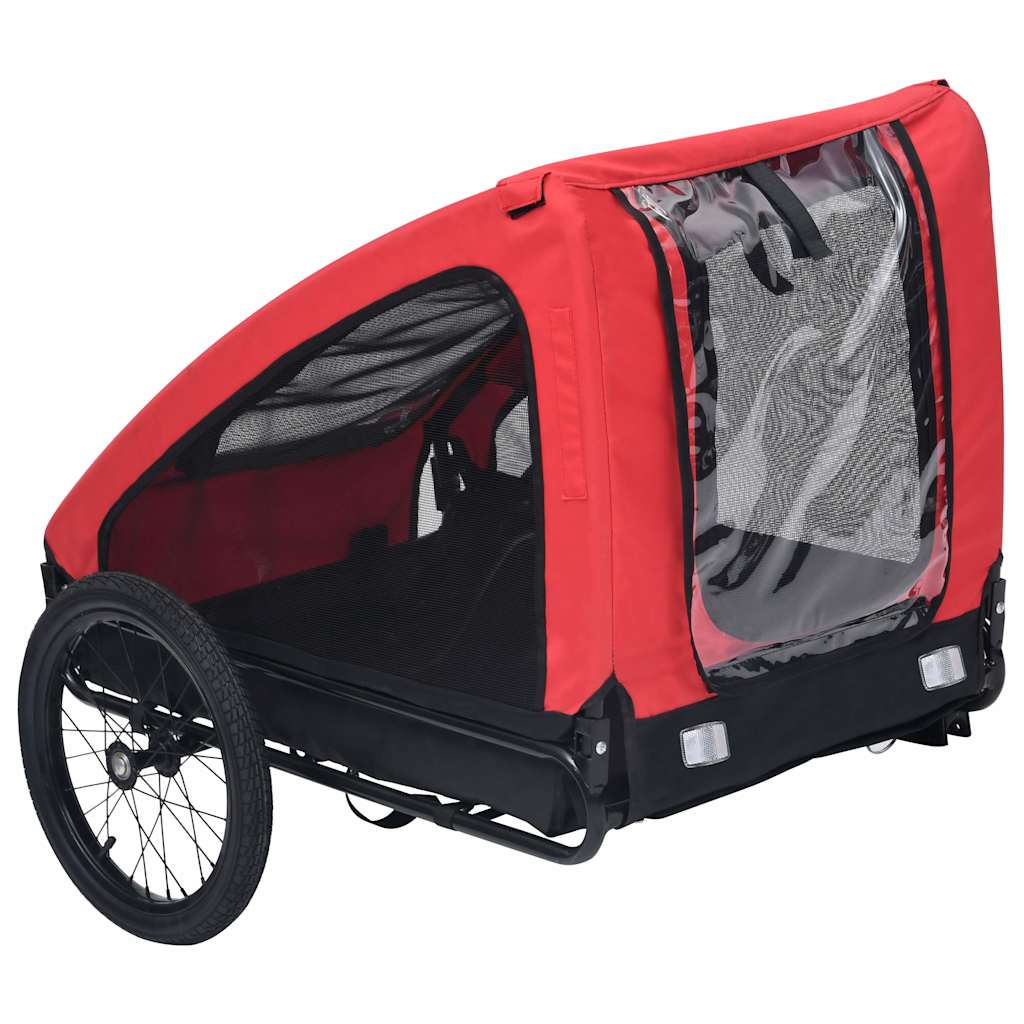 vidaXL Cykelvagn för djur röd och svart