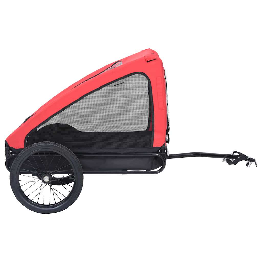 vidaXL Cykelvagn för djur röd och svart