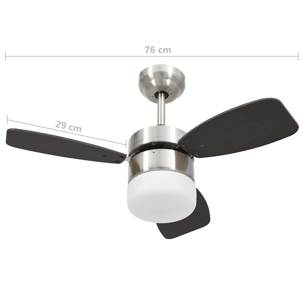 vidaXL Takfläkt med lampa och fjärrkontroll 76 cm mörkbrun