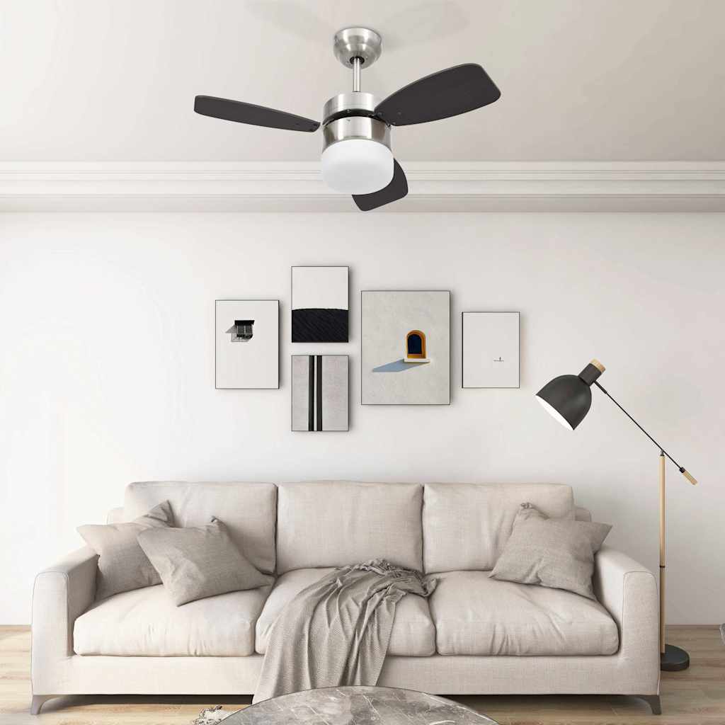 vidaXL Takfläkt med lampa och fjärrkontroll 76 cm mörkbrun