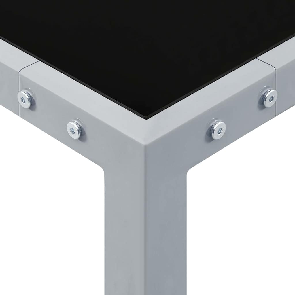 vidaXL Trädgårdsbord 130x130x72 cm grå stål och glas