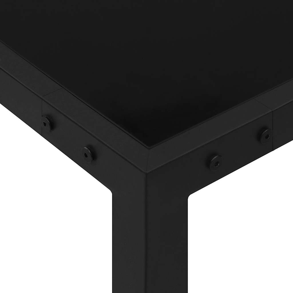 vidaXL Trädgårdsbord 130x130x72 cm svart stål och glas