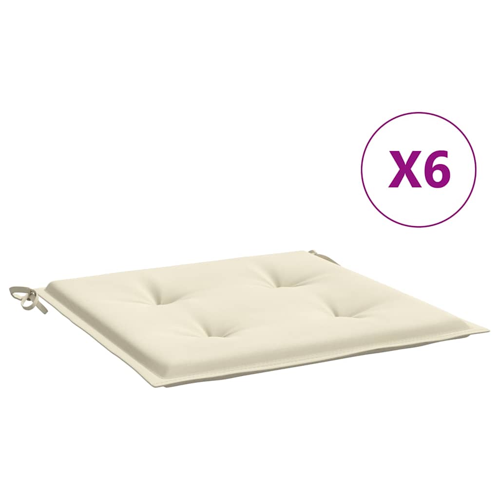 vidaXL Stolsdynor 6 st gräddvit 50x50x3 cm oxfordtyg