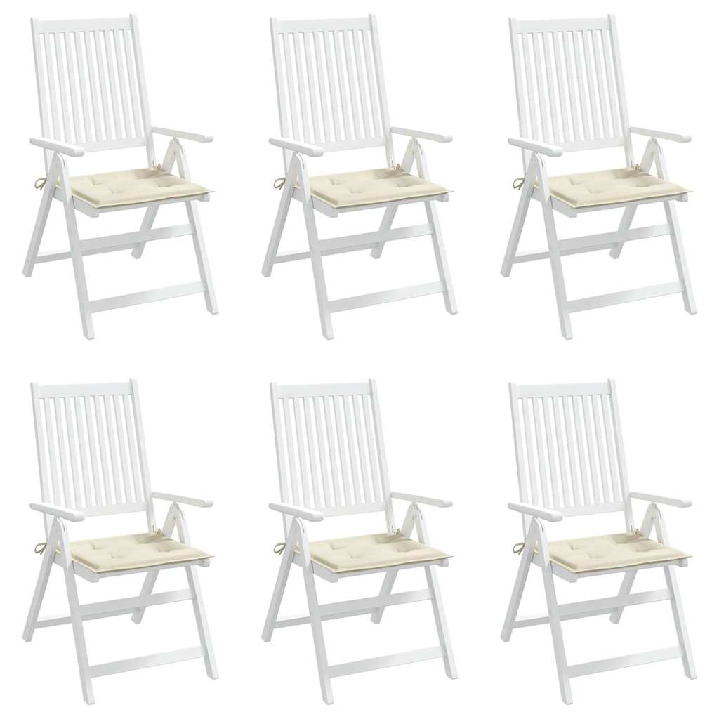 vidaXL Stolsdynor 6 st gräddvit 50x50x3 cm oxfordtyg