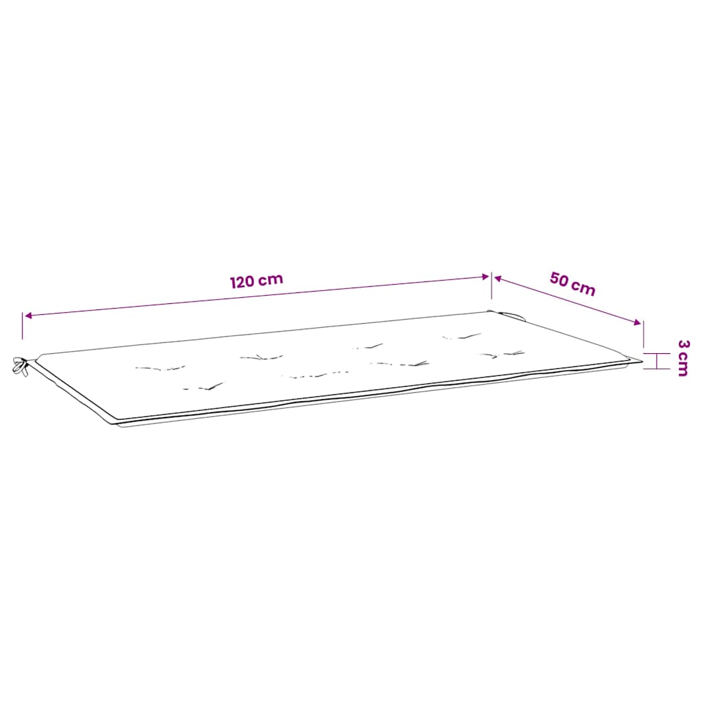 vidaXL Bänkdyna för trädgården ljusgrön 120x50x3 cm oxfordtyg