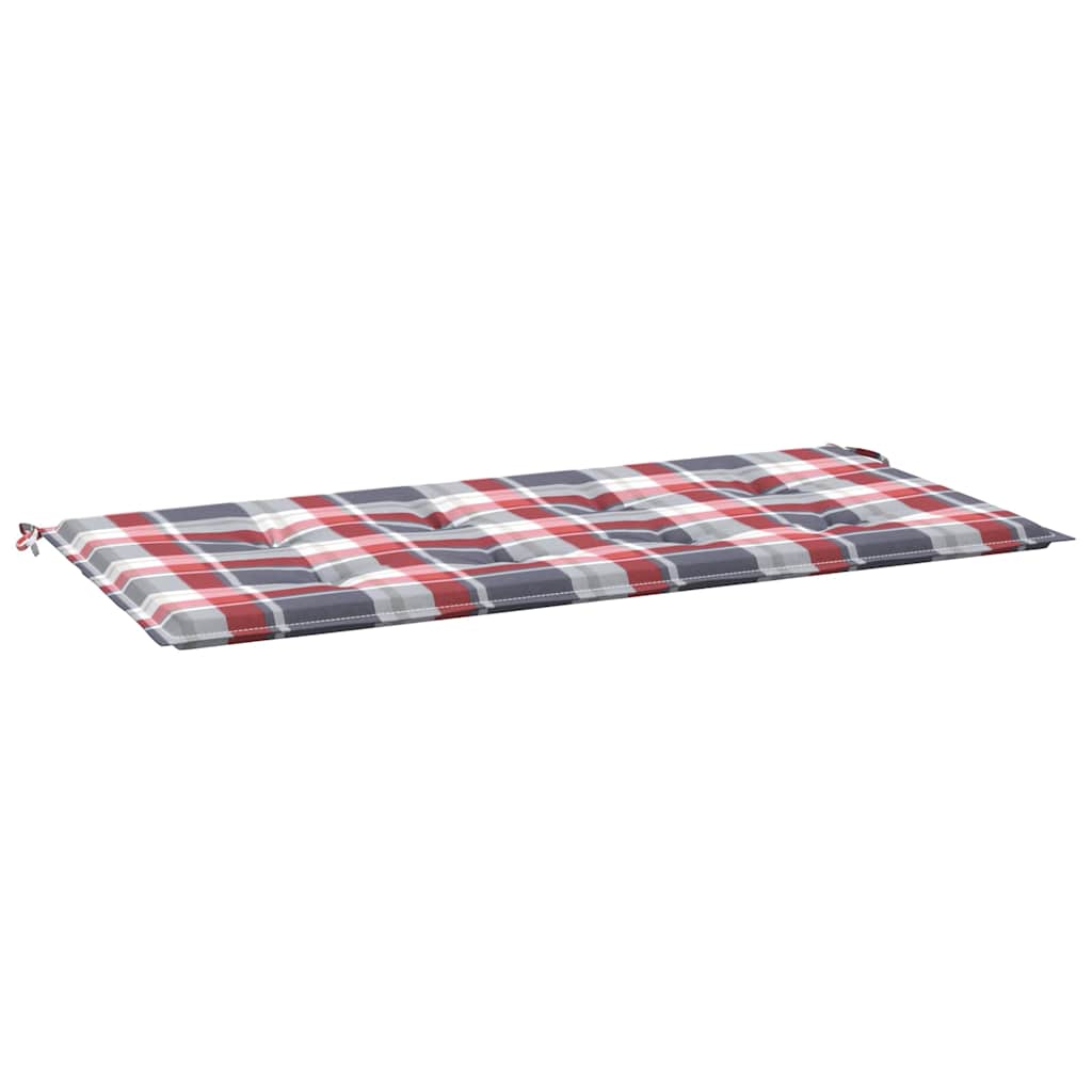 vidaXL Bänkdyna för trädgården rödrutig 120x50x3 cm tyg