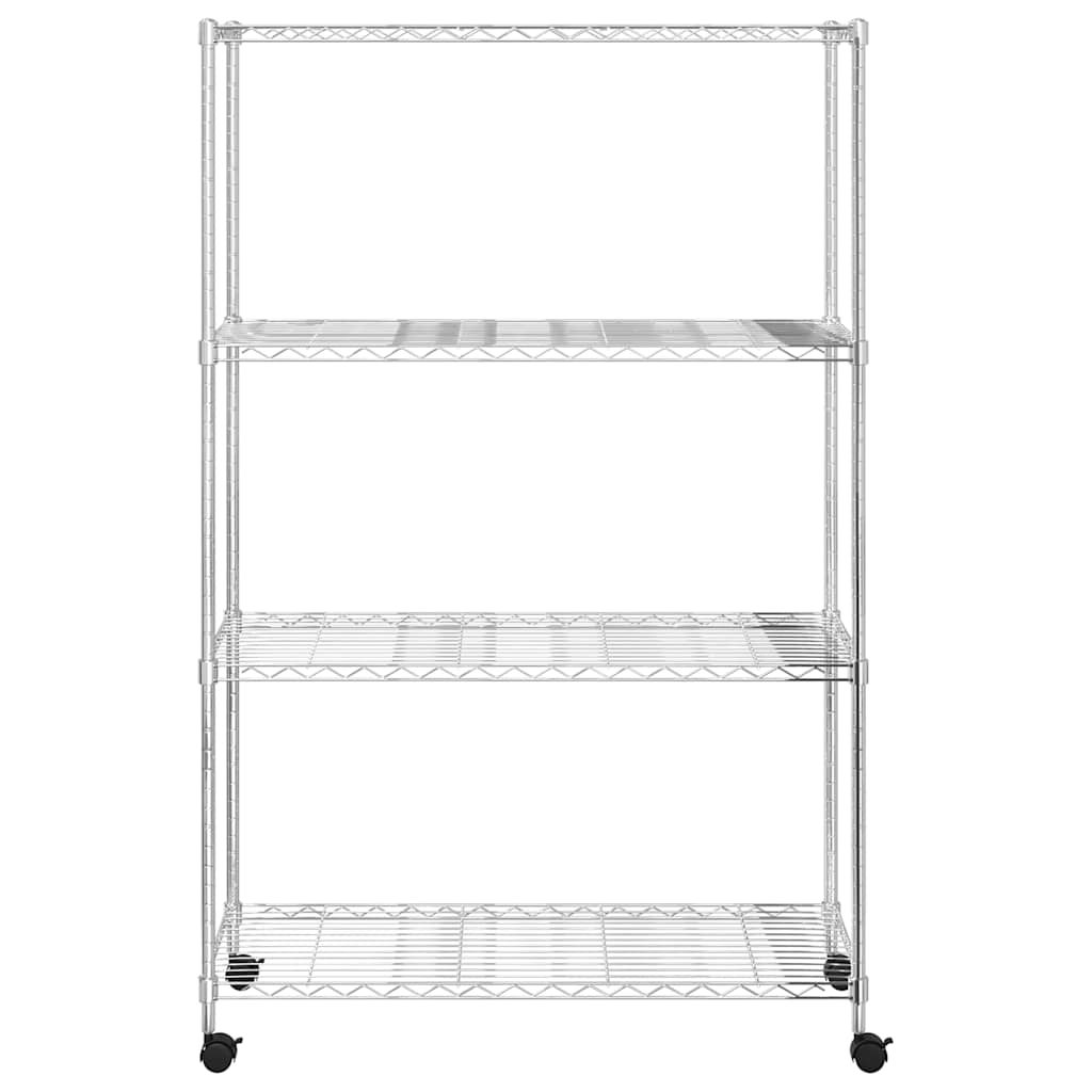 vidaXL Förvaringshylla med hjul 4 hyllplan 90x35x142 cm krom 200 kg
