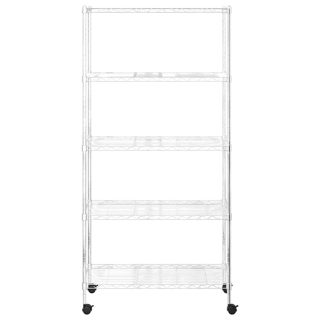 vidaXL Förvaringshylla med hjul 5 hyllplan 75x35x155 cm krom 250 kg