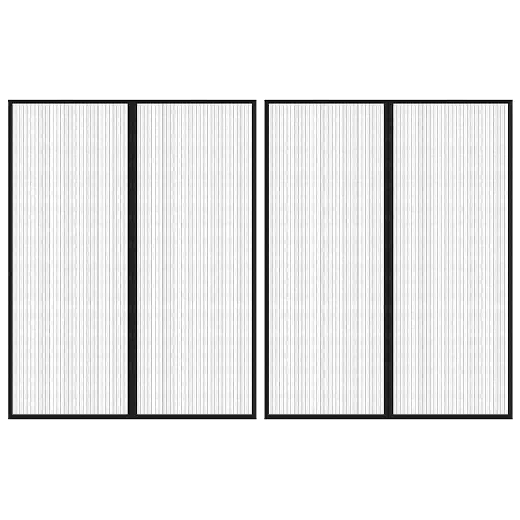 vidaXL Insektsdraperier 2 st med magneter svart 230x160 cm