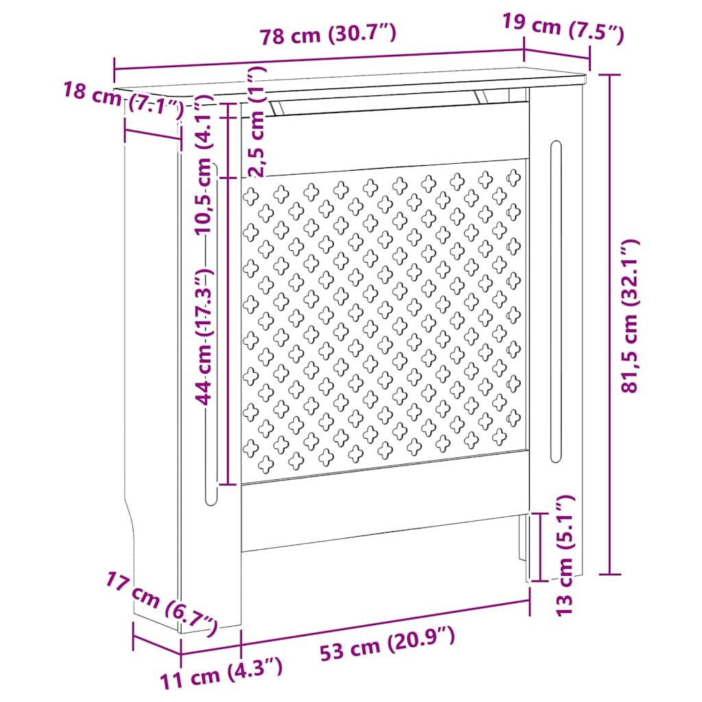 vidaXL Elementskydd MDF 78 cm
