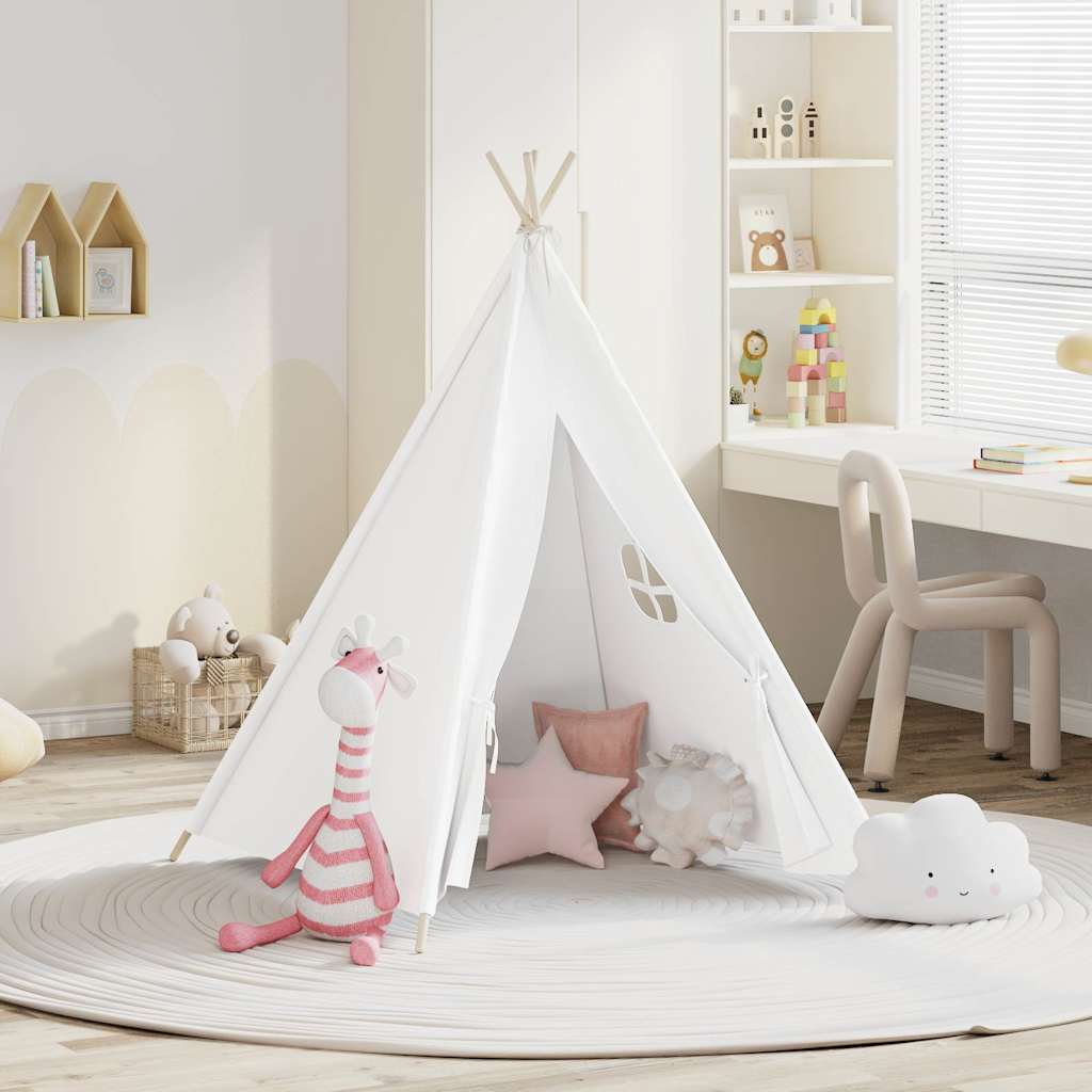vidaXL Tipitält för barn med väska peachskin vit 120x120x150 cm