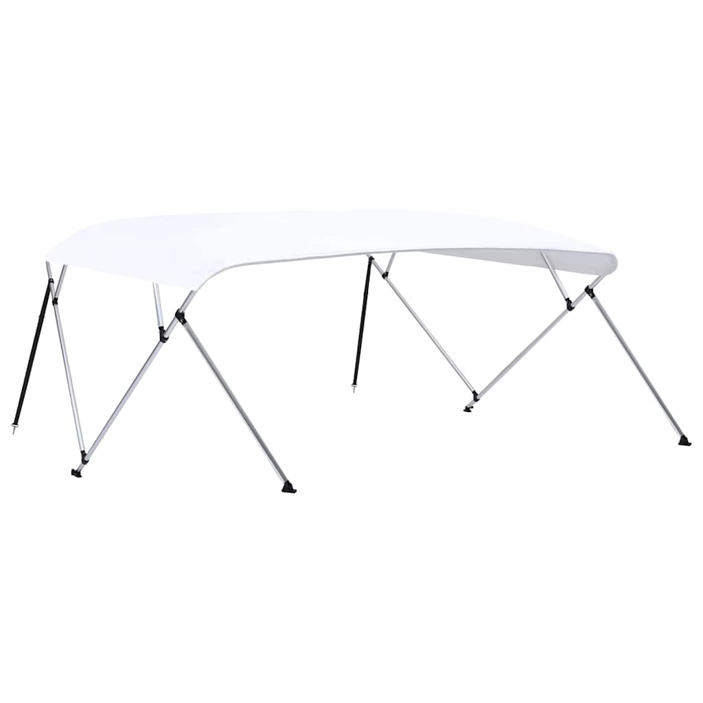 vidaXL Båtkapell 4 bågar vit 243x(230-244)x137 cm