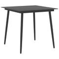 vidaXL Trädgårdsbord svart 80x80x74 cm stål och glas
