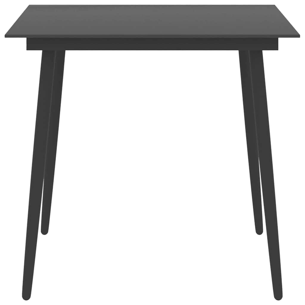 vidaXL Trädgårdsbord svart 80x80x74 cm stål och glas
