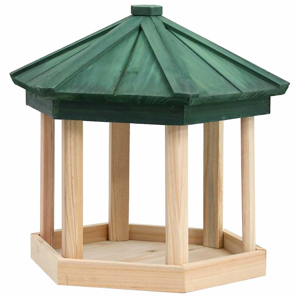 vidaXL Fågelmatare oktagonal massivt granträ 33x30 cm
