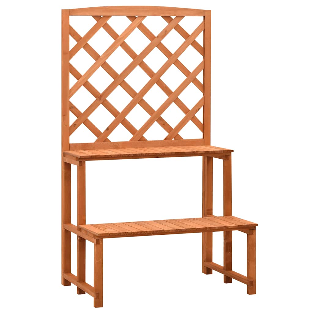 vidaXL Växtställ med spaljé orange 70x42x120 cm massivt granträ