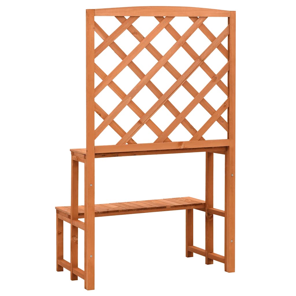 vidaXL Växtställ med spaljé orange 70x42x120 cm massivt granträ