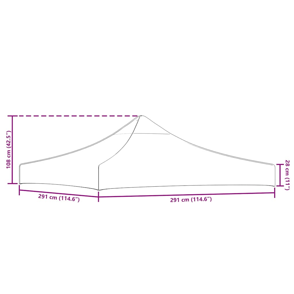 vidaXL Tak till partytält 3x3 m terrakotta 270 g/m²