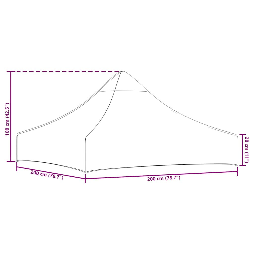 vidaXL Tak till partytält 2x2 m vit 270 g/m²