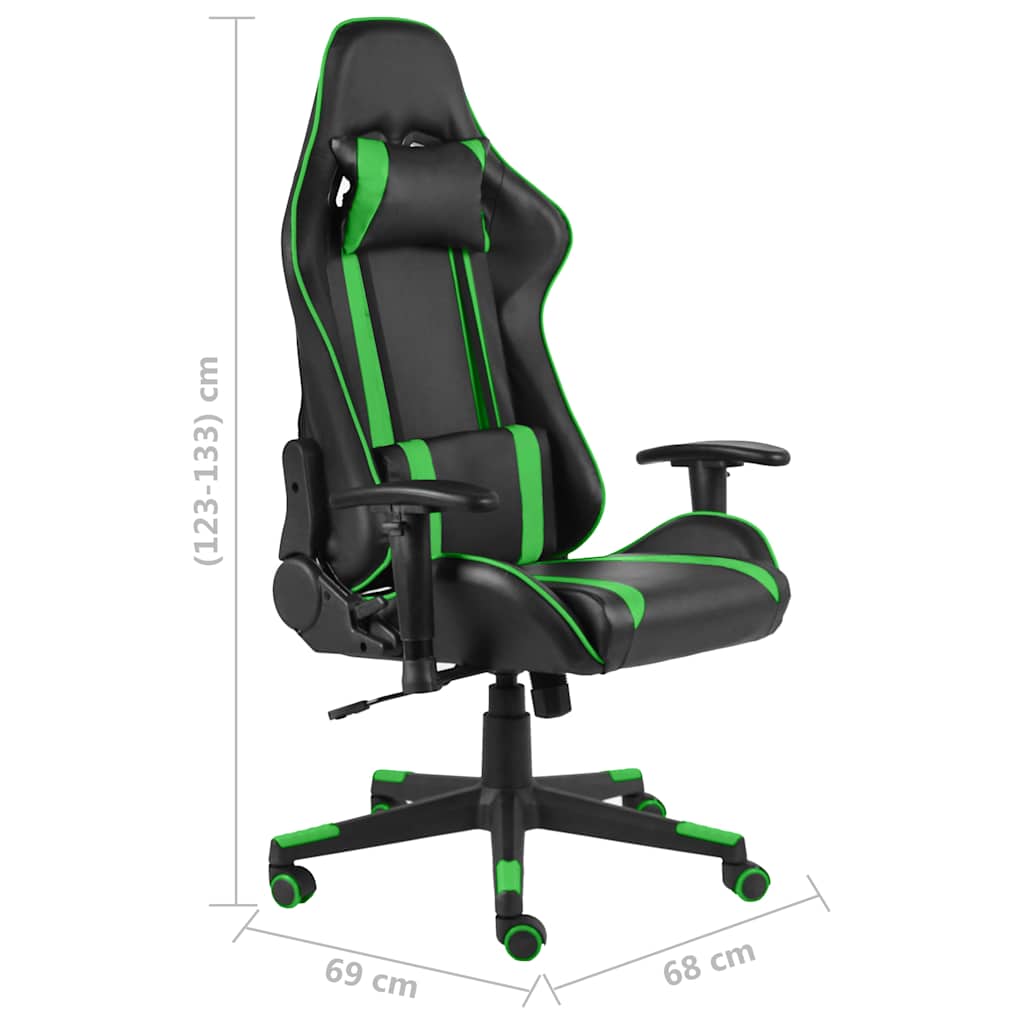 vidaXL Snurrbar gamingstol grön PVC