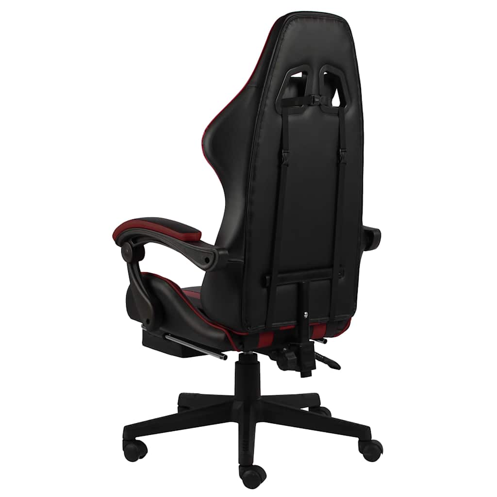 vidaXL Gamingstol med fotstöd svart och vinröd konstläder
