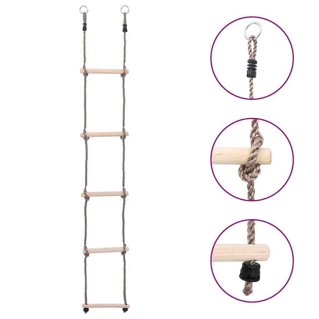vidaXL Klätterstege med 5 stegpinnar 210 cm massiv furu