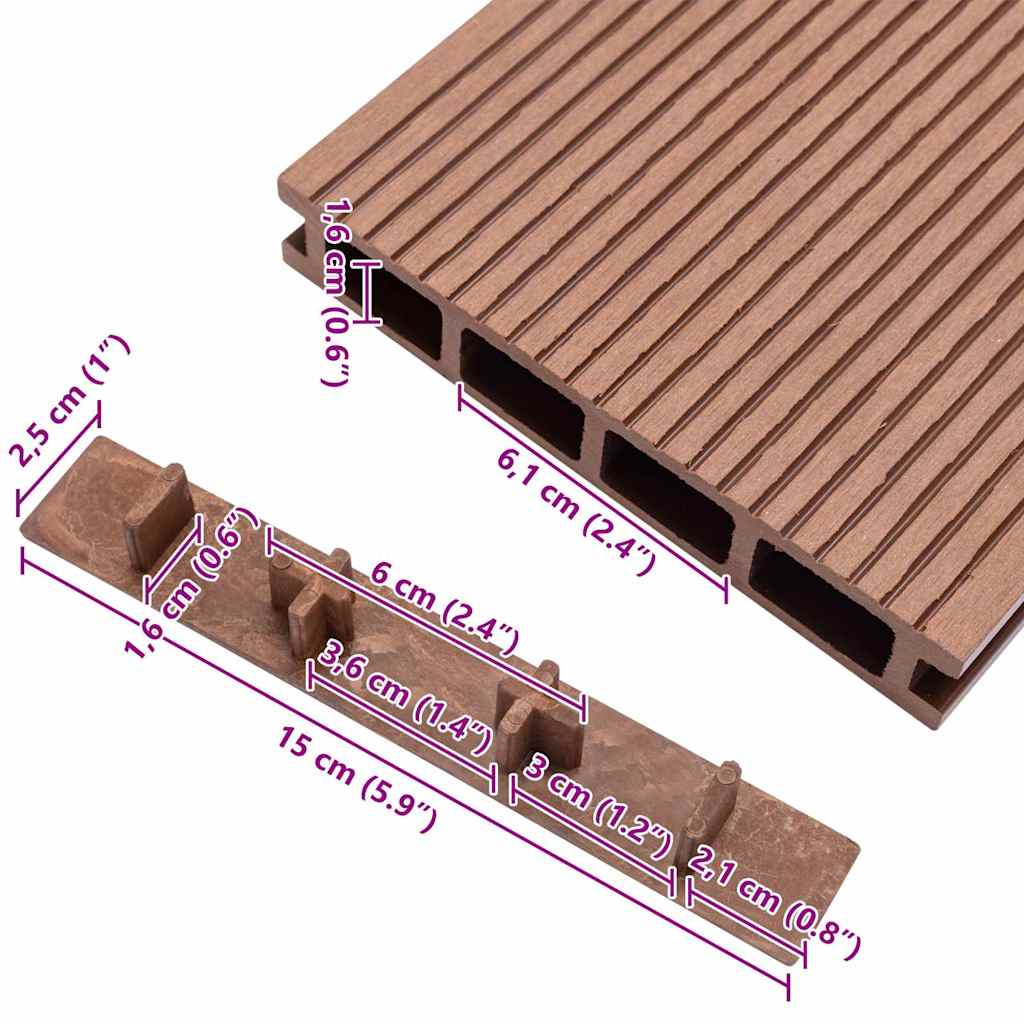 vidaXL Kantlist 10 st brun plast