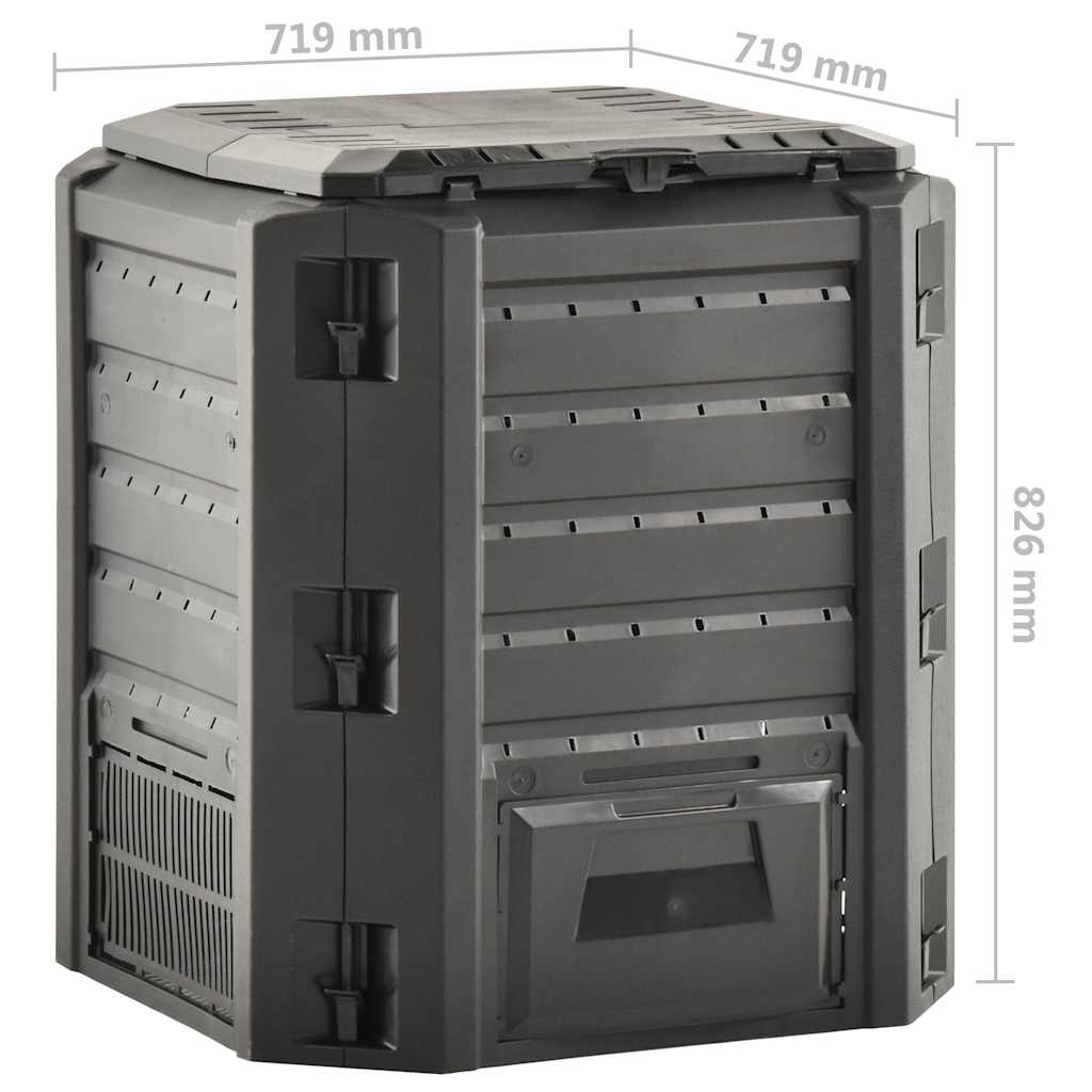 vidaXL Kompostlåda svart 380 L