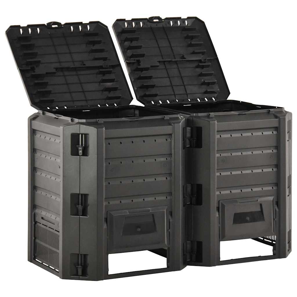 vidaXL Kompostlåda svart 800 L