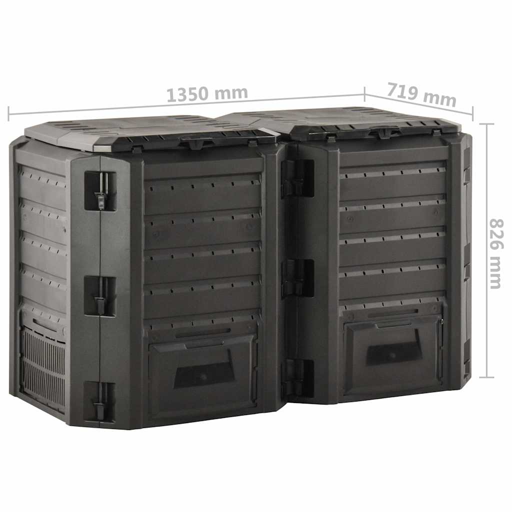 vidaXL Kompostlåda svart 800 L