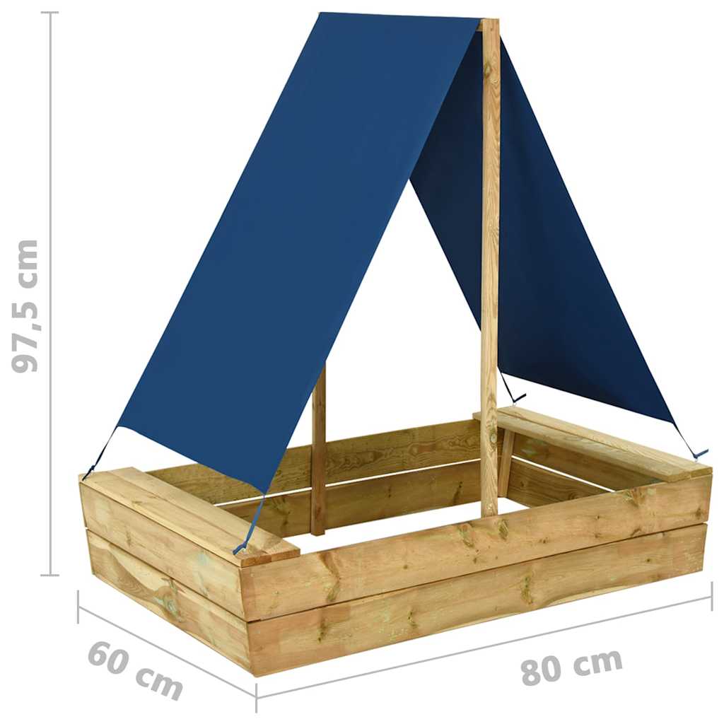 vidaXL Sandlåda med tak 80x60x97,5 cm impregnerad furu
