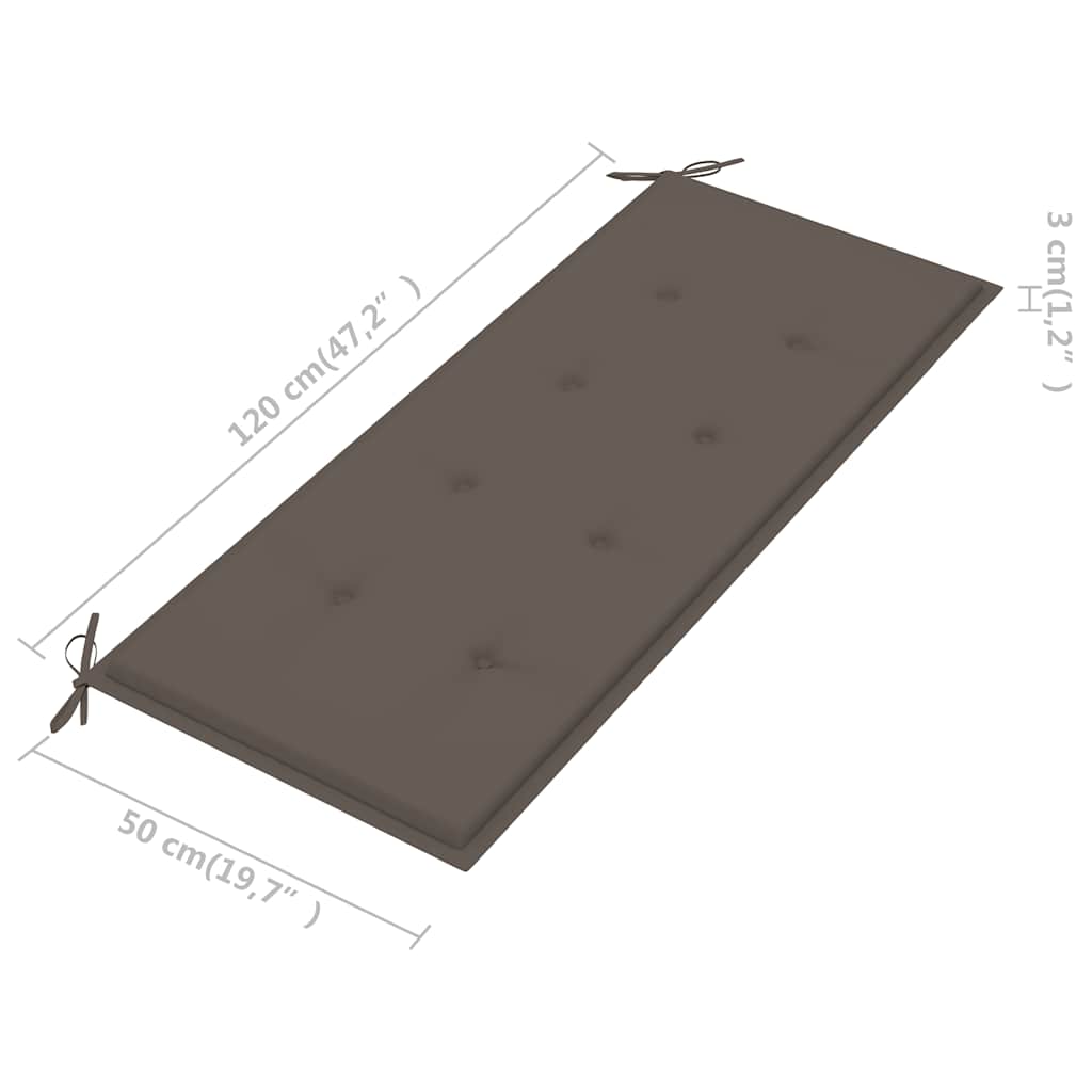 vidaXL Trädgårdsbänk 2-sits med dyna 120 cm massivt eukalyptusträ