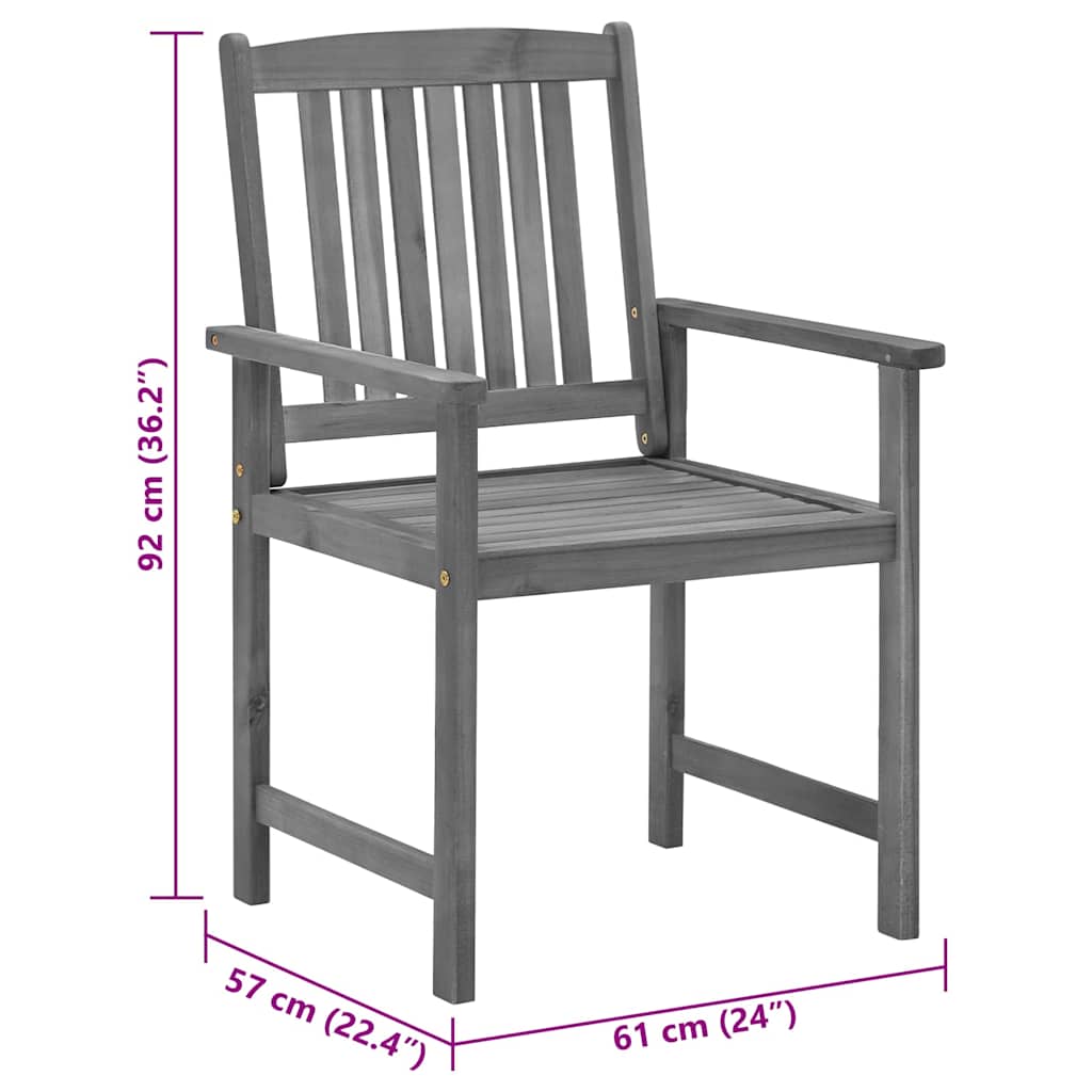vidaXL Trädgårdsstolar med dynor 2 st grå massivt akaciaträ