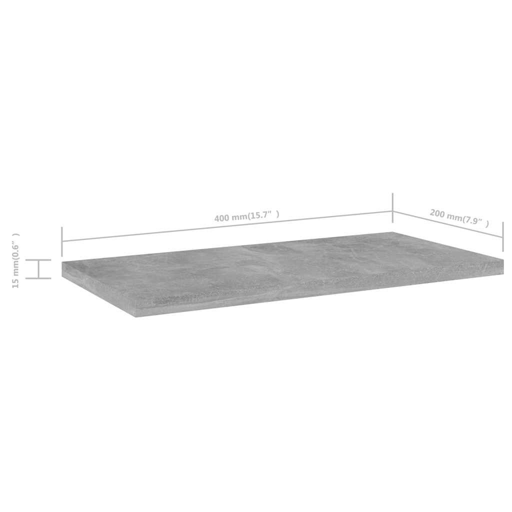 vidaXL Hyllplan 4 st betonggrå 40x20x1,5 cm konstruerat trä