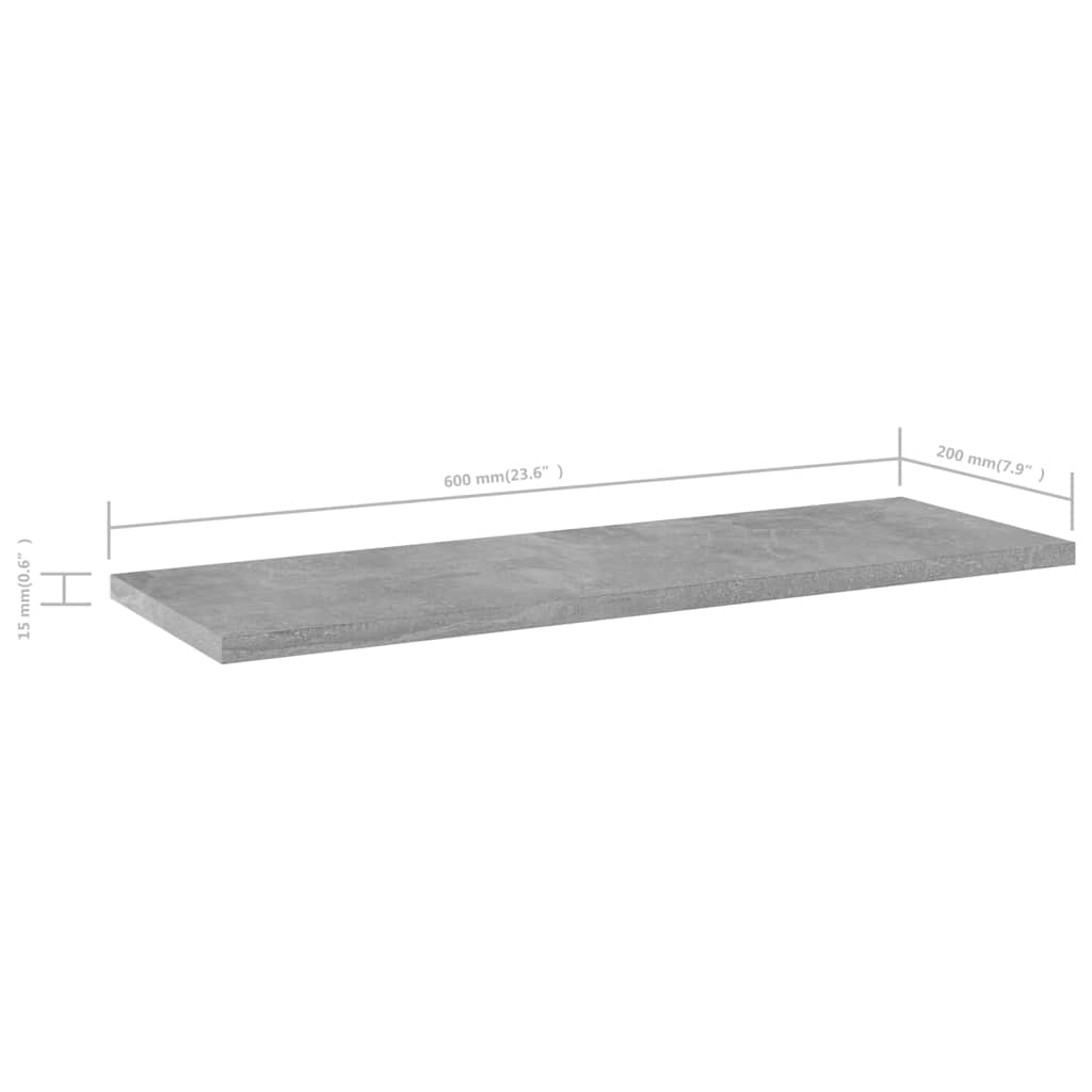vidaXL Hyllplan 4 st betonggrå 60x20x1,5 cm konstruerat trä