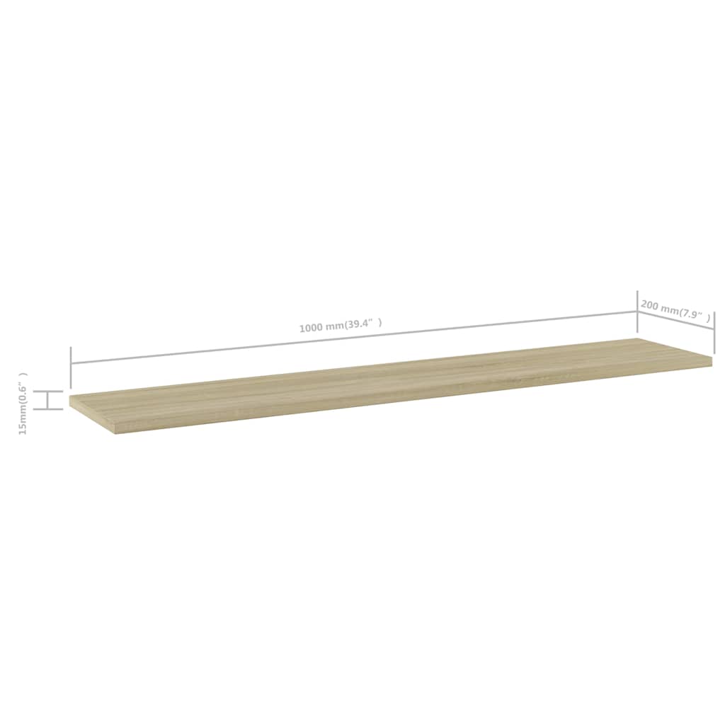 vidaXL Hyllplan 4 st sonoma-ek 100x20x1,5 cm konstruerat trä