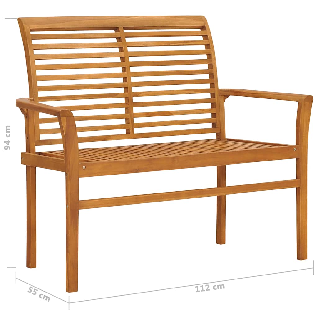 vidaXL Trädgårdsbänk med blå dyna 112 cm massiv teak