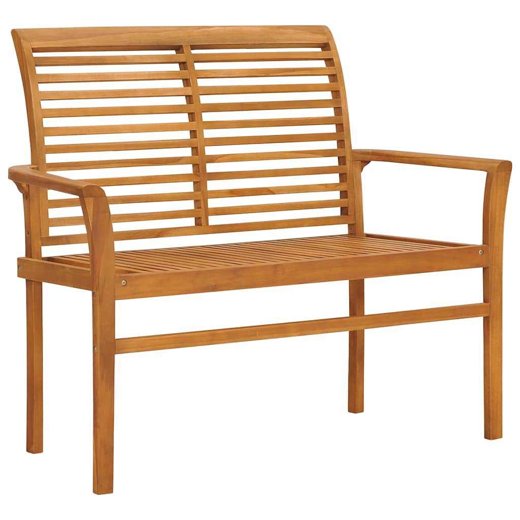 vidaXL Trädgårdsbänk med svart dyna 112 cm massiv teak
