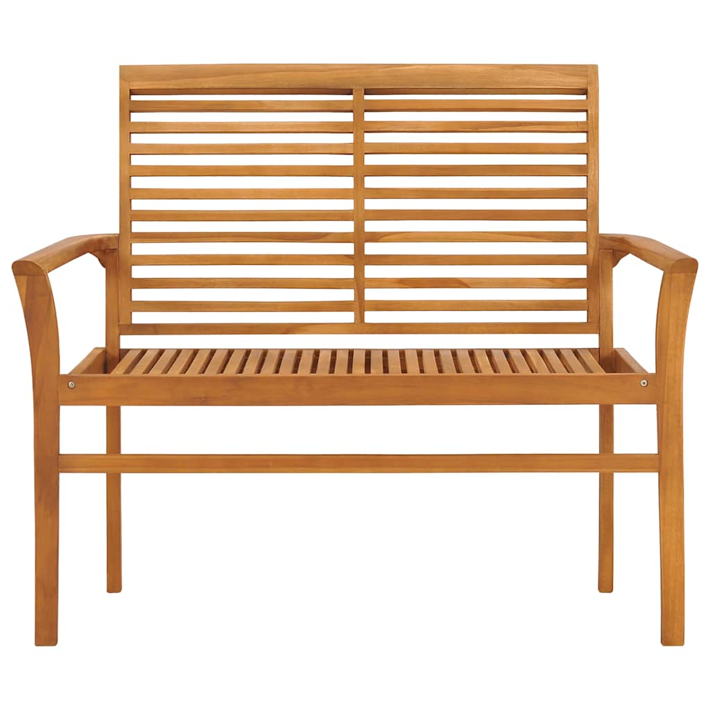 vidaXL Trädgårdsbänk med dyna rött rutmönster 112 cm massiv teak