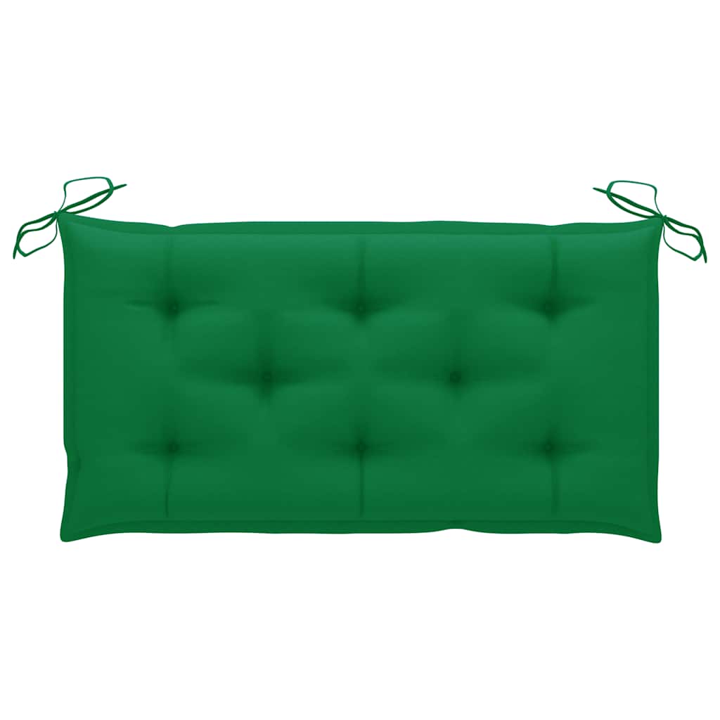 vidaXL Trädgårdsbänk med grön dyna 112 cm massiv teak