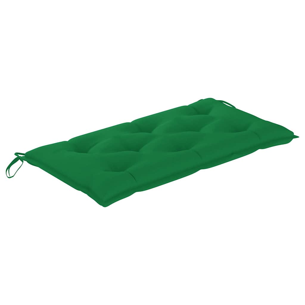 vidaXL Trädgårdsbänk med grön dyna 112 cm massiv teak