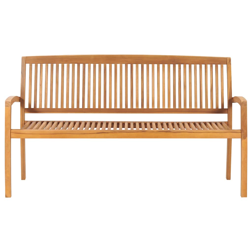 vidaXL Stapelbar trädgårdsbänk med dyna 159 cm massiv teak