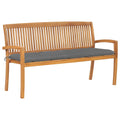 vidaXL Stapelbar trädgårdsbänk med dyna 159 cm massiv teak