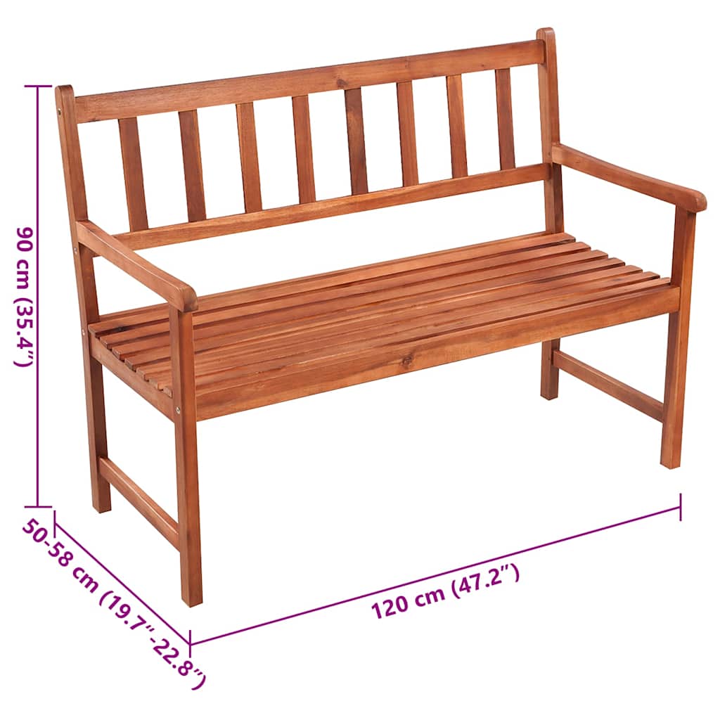 vidaXL Trädgårdsbänk med dyna 120 cm massivt akaciaträ