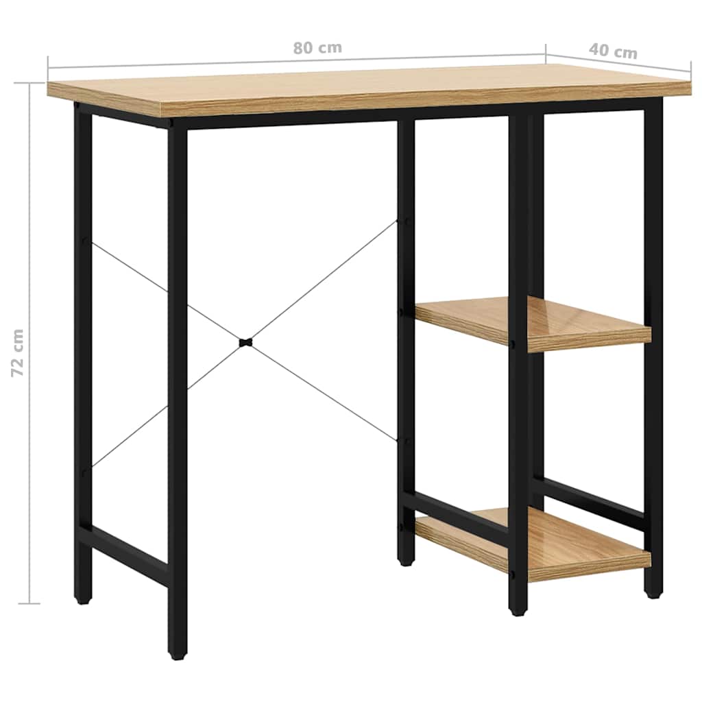 vidaXL Datorbord svart och ljus ek 80x40x72 cm MDF och metall