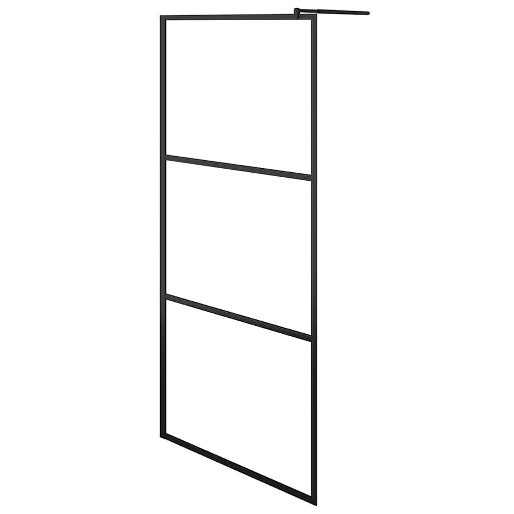 vidaXL Duschvägg med klart ESG-glas svart 100x195 cm