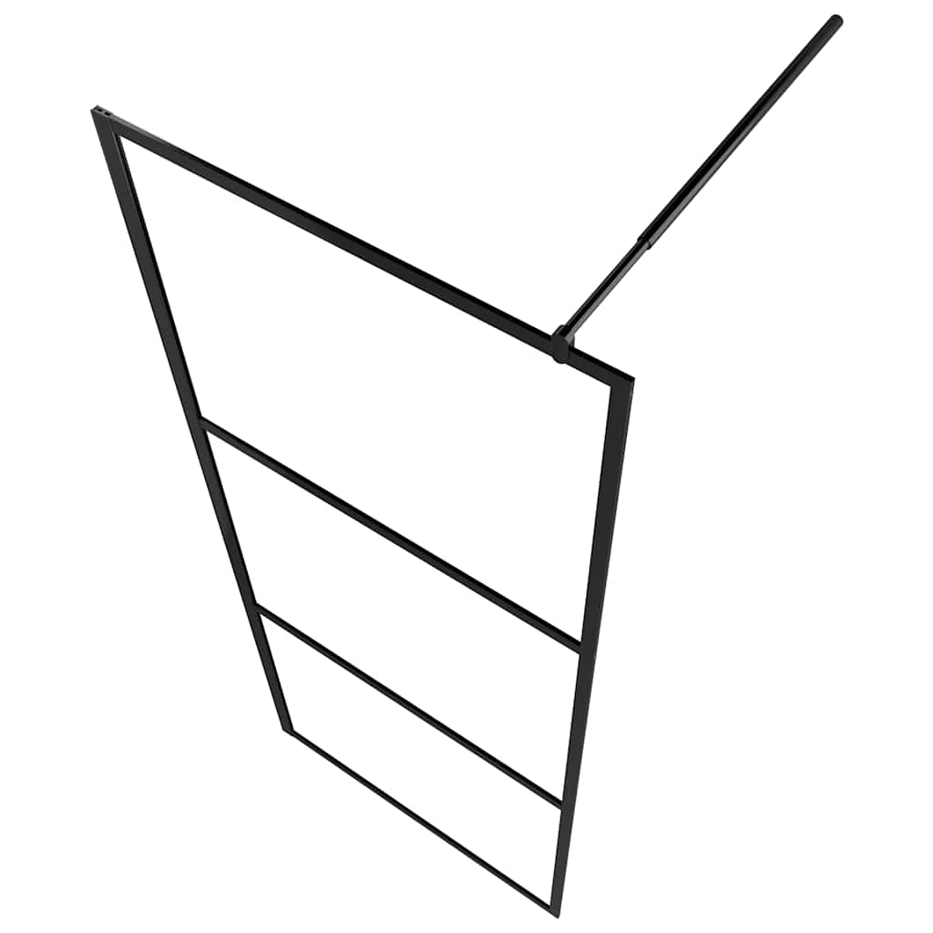 vidaXL Duschvägg med klart ESG-glas svart 100x195 cm