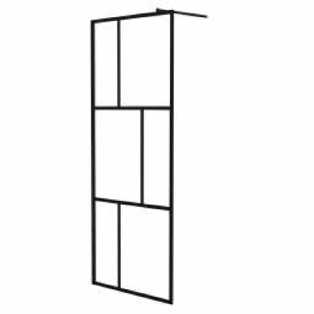 vidaXL Duschvägg till duschkabin härdat glas svart 80x195 cm