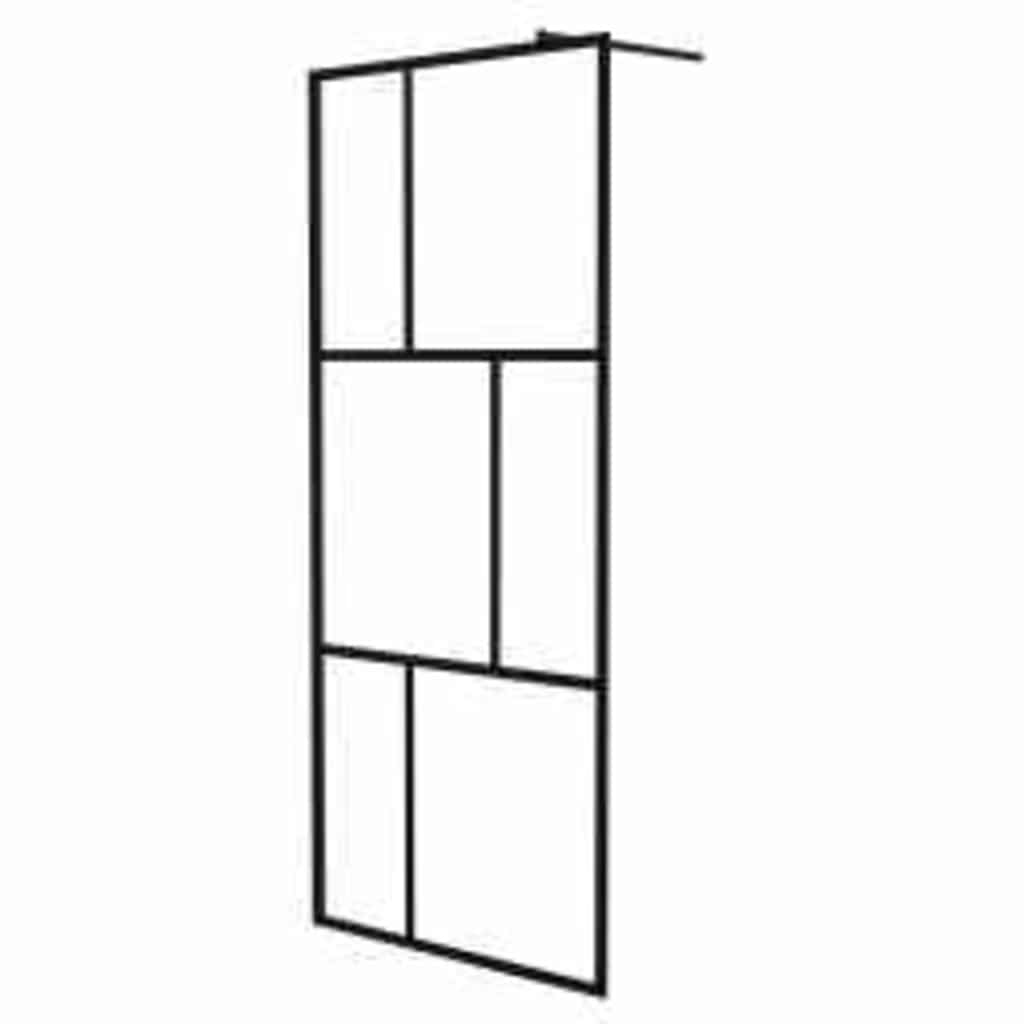 vidaXL Duschvägg till duschkabin härdat glas svart 90x195 cm