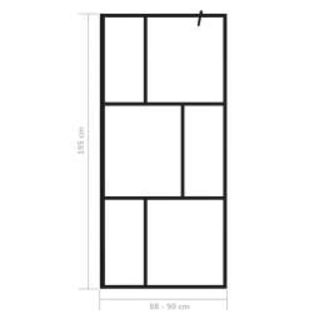 vidaXL Duschvägg till duschkabin härdat glas svart 90x195 cm